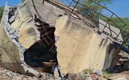 वारी गावातील एक लाख लिटर क्षमतेची पाणी टाकी कोसळली; सुदैवाने मोठा अनर्थ टळला